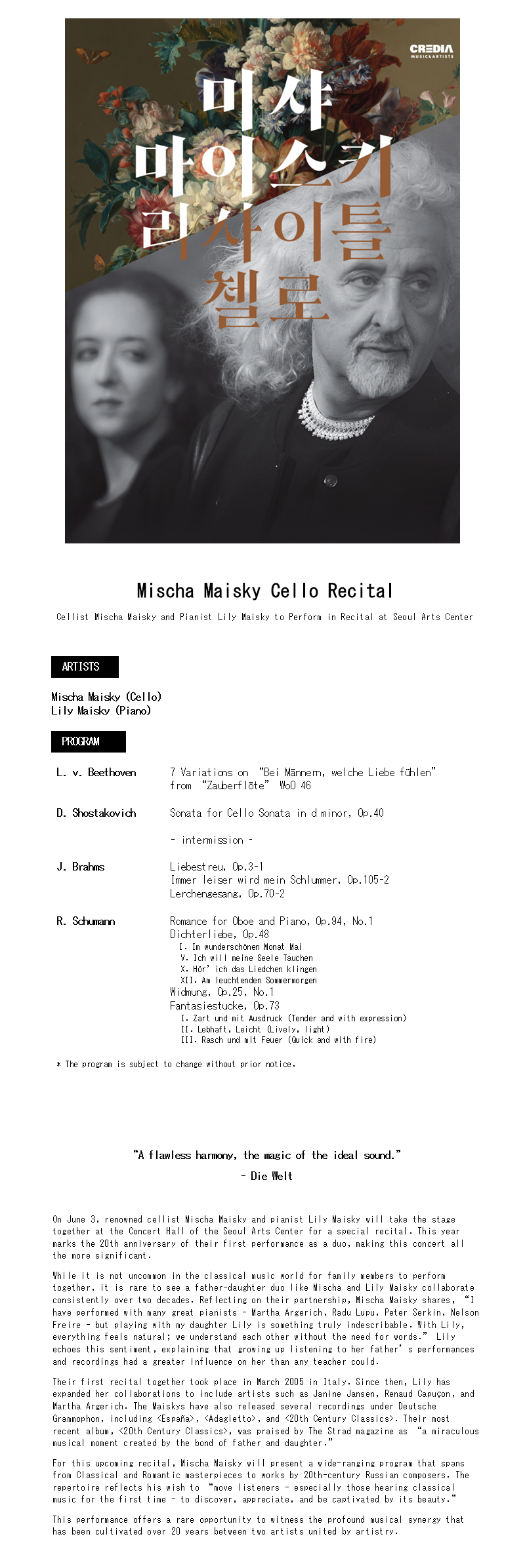 Mischa Maisky Cello Recital