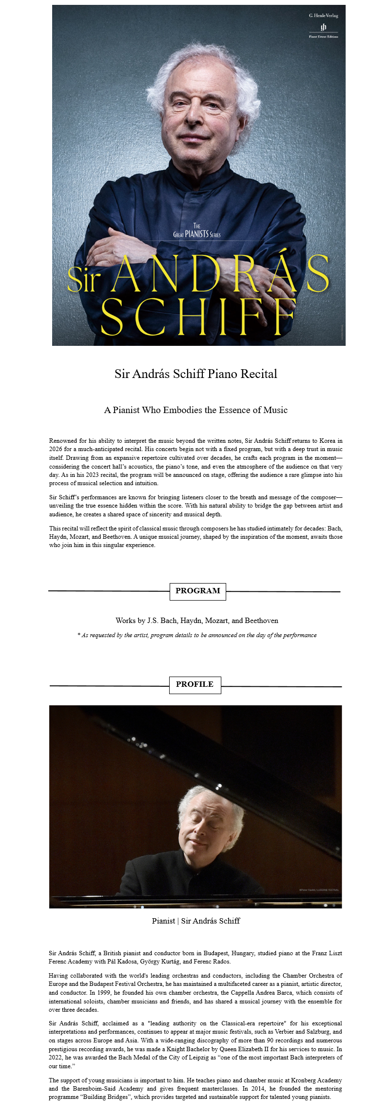 Andras Schiff Piano Recital